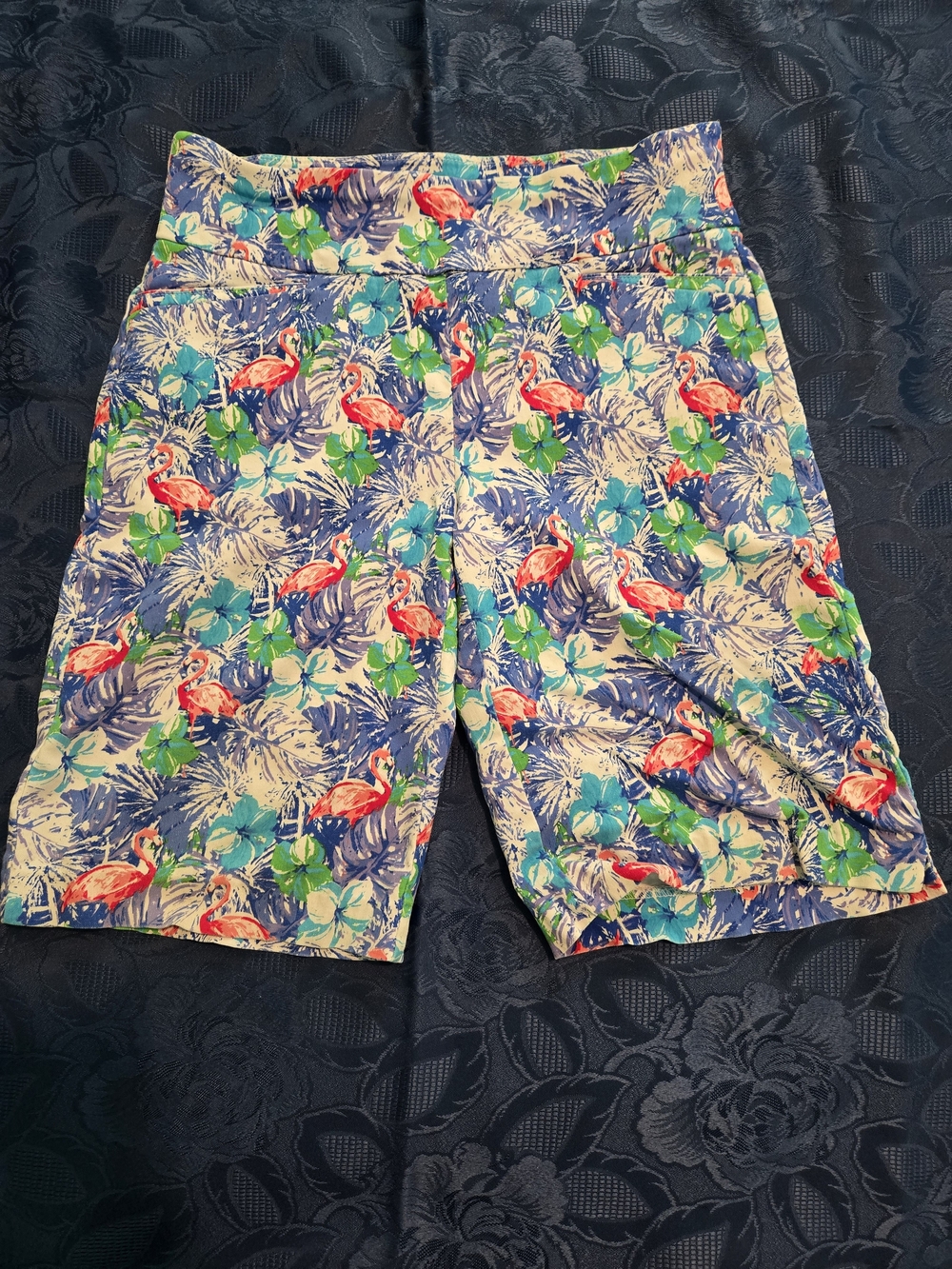 Attyre Blue Tropical Flamingo Print Shorts